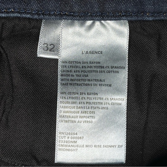 L'AGENCE | Emmanuelle Ankle Zip Skinny Jeans Cropped Womens 32 Midnight - Picture 11 of 12